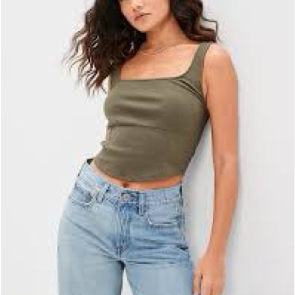 American Eagle Green Corset Tank Top